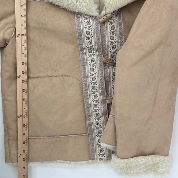 Coldwater Creek faux fur toggle coat boho folk jacket large - Picture 6 of 8